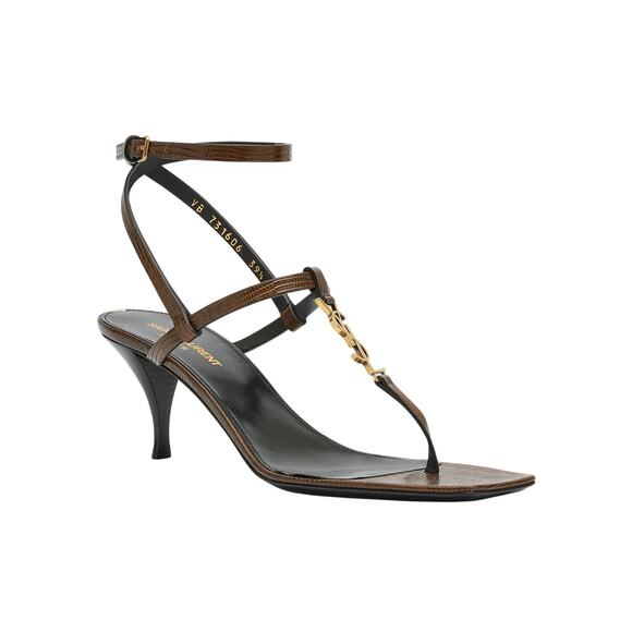 Saint Laurent NIB Cassandra 60mm Leather Sandals in Macadamia Brown Size 39.5 - Picture 1 of 11